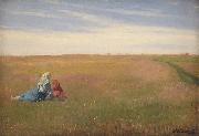 Michael Ancher A Summer Landscape with two Girls USA oil painting artist